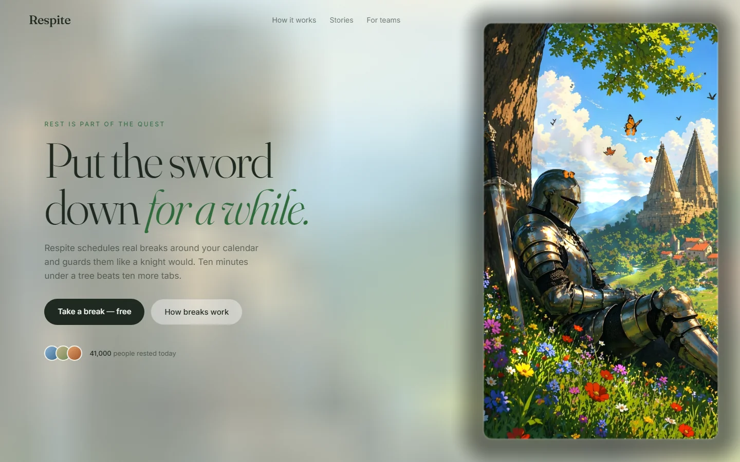 Respite — website preview