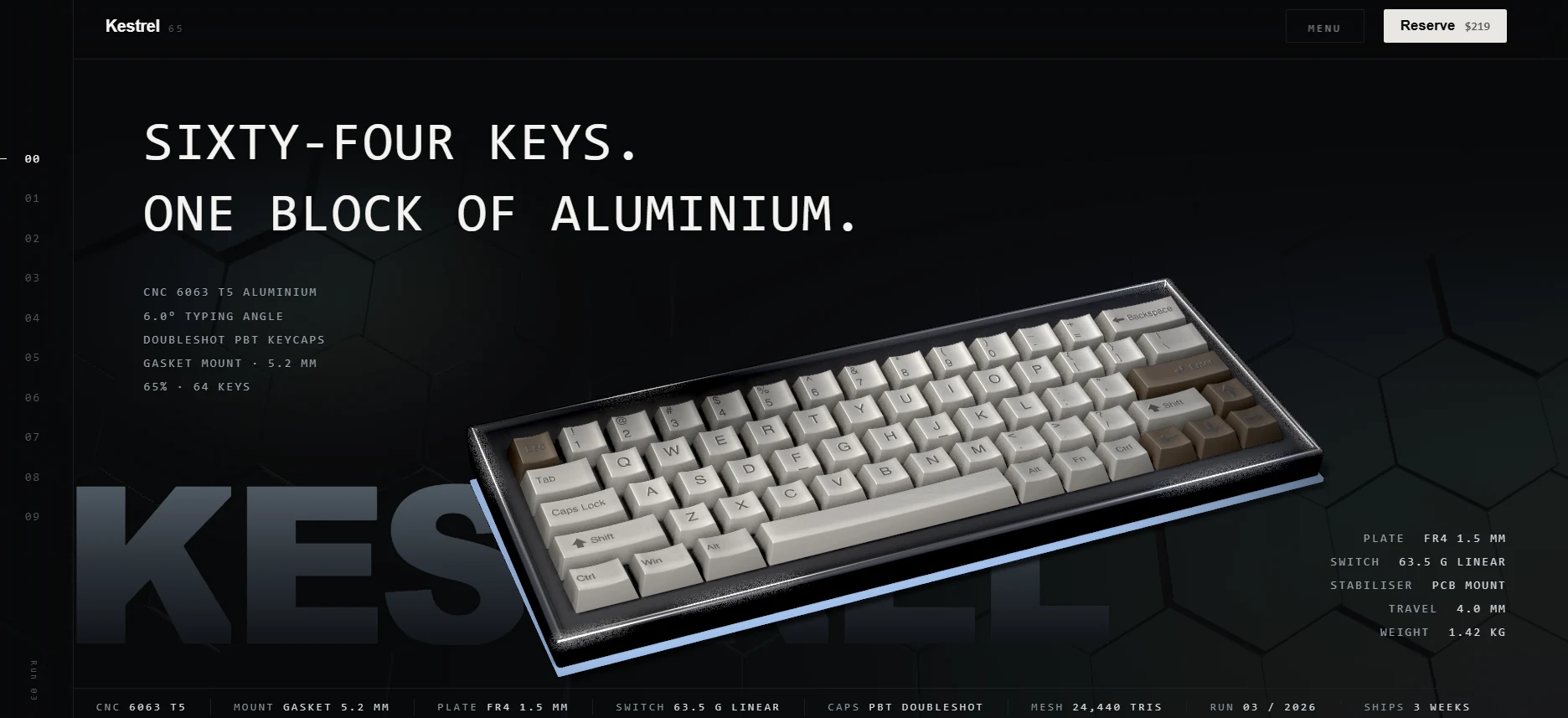 Kestrel 65 — website preview